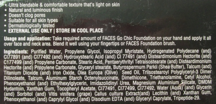 Faces Go Chic Foundation Review Ingredients