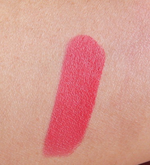 Lakme 9 to 5 Primer Matte Lipstick Ruby Rush swatch on hand