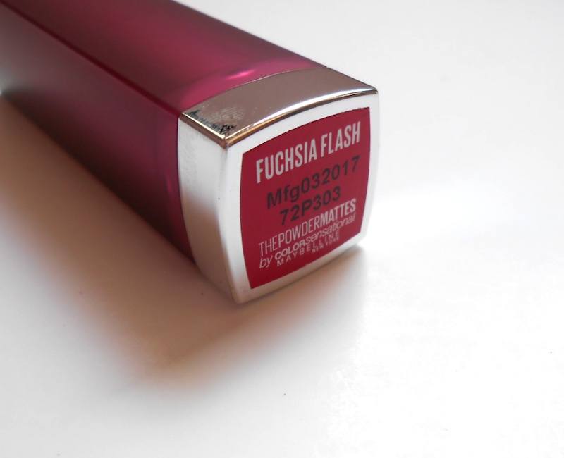 Maybelline The Powder Mattes Colorsensational Fuchsia Flash Lipstick label