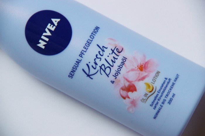 Nivea Sensual Body Lotion Cherry Blossom and Jojoba Oil Review Front close up