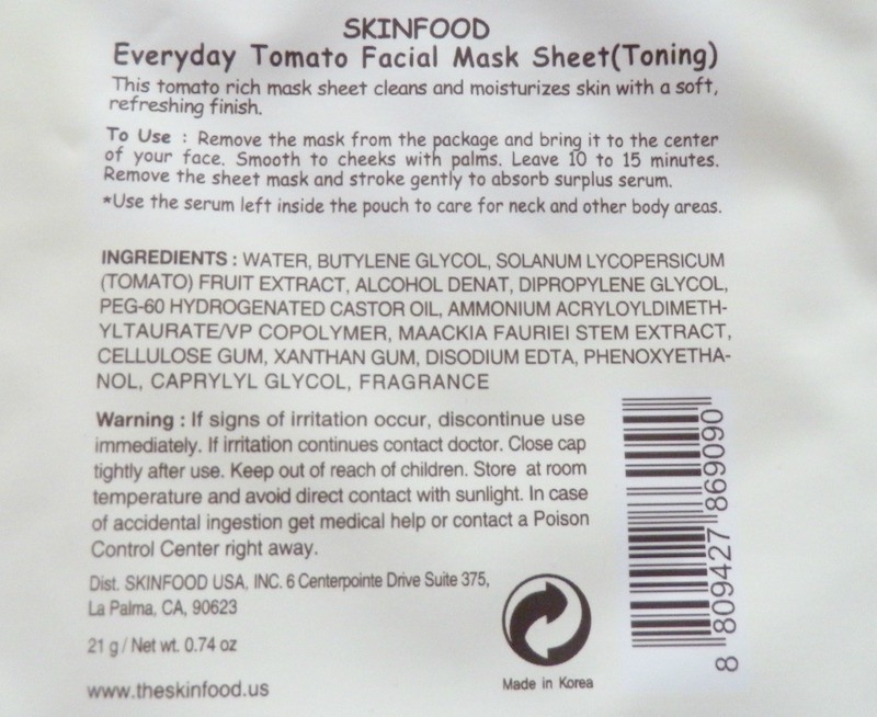 Skin Food Everyday Tomato Facial Mask Sheet details