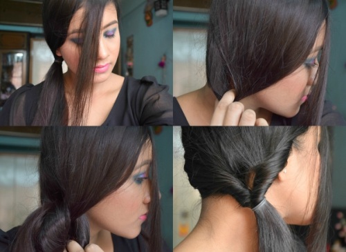 Step by Step Hair Tutorial Soft Romantic Bubble Ponytail Step 2