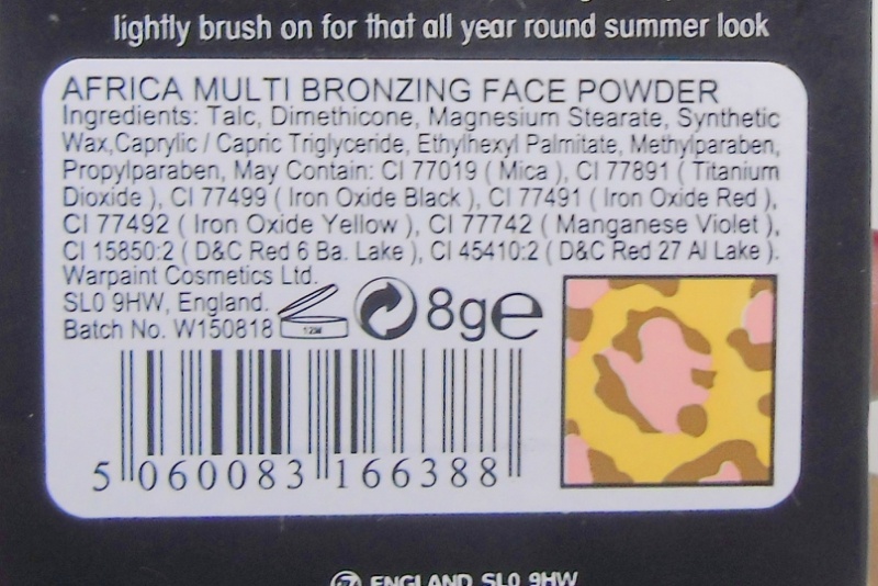 W7 Africa Multi Bronzing Face Powder Review Ingredients