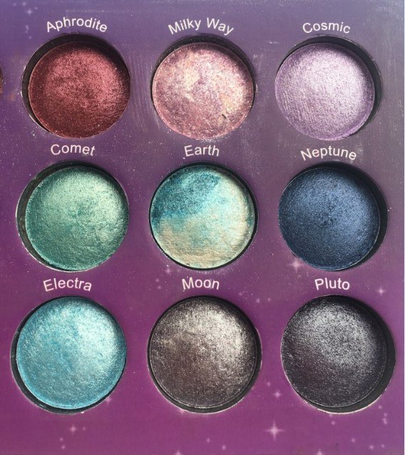 BH Cosmetics Galaxy Chic 18 Color Baked Eyeshadow Palette colors