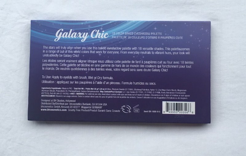 BH Cosmetics Galaxy Chic 18 Color Baked Eyeshadow Palette ingredients
