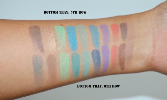 BH Cosmetics Second Edition 120 Color Eyeshadow Palette Review Hand Swatch Bottom Rows 2
