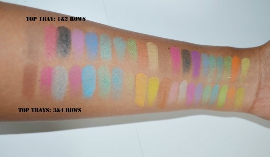 BH Cosmetics Second Edition 120 Color Eyeshadow Palette Review Hand Swatch Top Rows