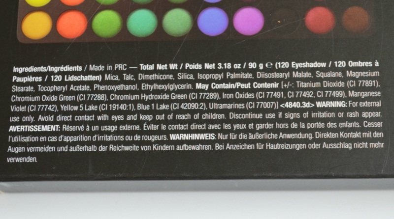 BH Cosmetics Second Edition 120 Color Eyeshadow Palette Review Ingredients