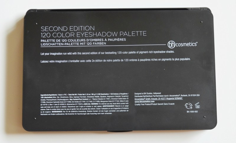 BH Cosmetics Second Edition 120 Color Eyeshadow Palette Review Palette Back