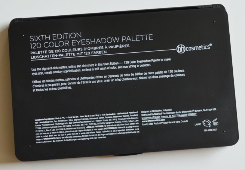 BH Cosmetics Sixth Edition 120 Color Eyeshadow Palette Review Box Back