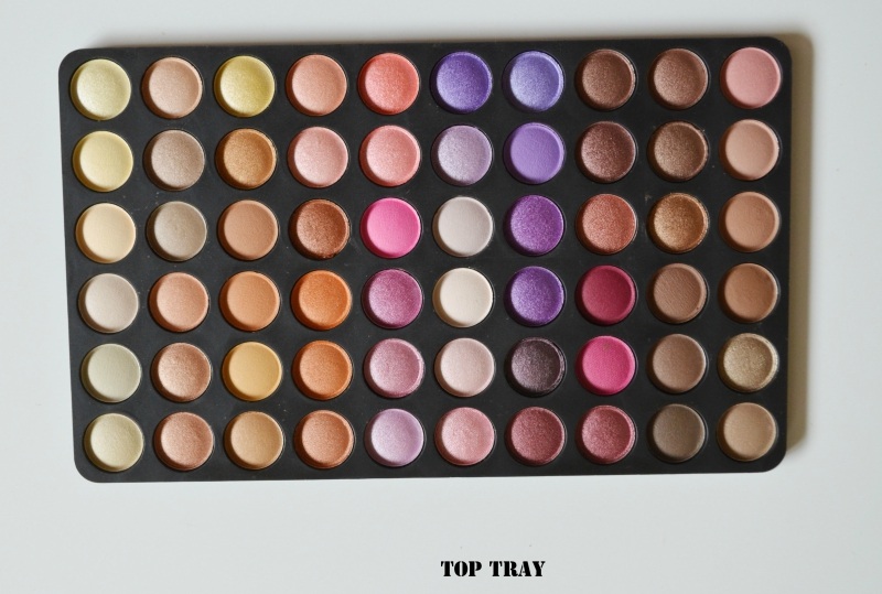 BH Cosmetics Sixth Edition 120 Color Eyeshadow Palette Review Top Tray
