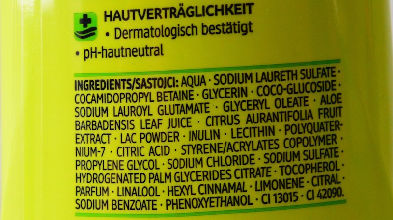Balea Limette and Aloe Vera Shower Gel ingredients