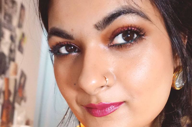 CRANBERRY turquoise indian eye makeup look