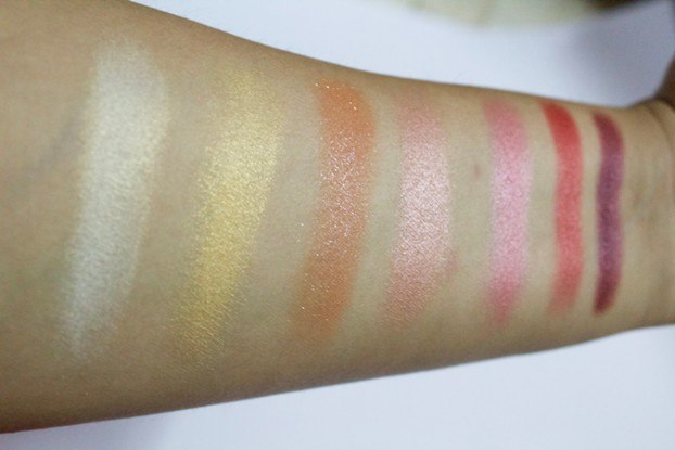 Colorbar Hook Me Up Eyeshadow Palette swatches on hand