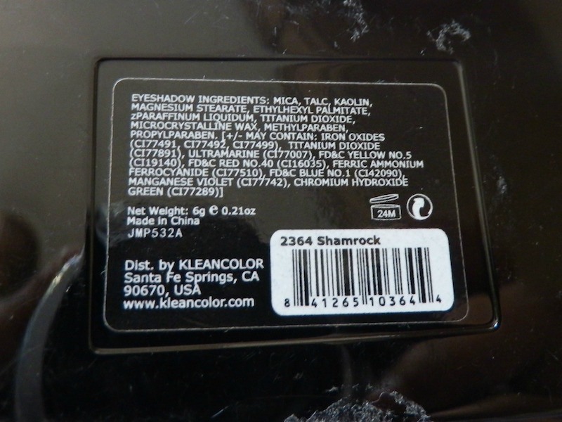 Kleancolor KC Eyeshadow Trio Shamrock ingredients