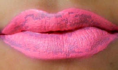 LA Colors Matte Pout Lip Gloss Angel Kisses swatch on lips