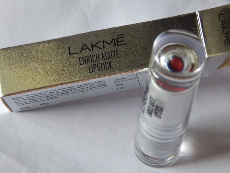 Lakme Enrich Matte Lipstick RM 16 outer packaging