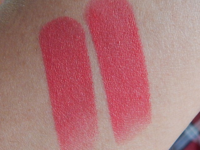 Lakme Primer Matte Lipstick Crimson Cue swatch on hand