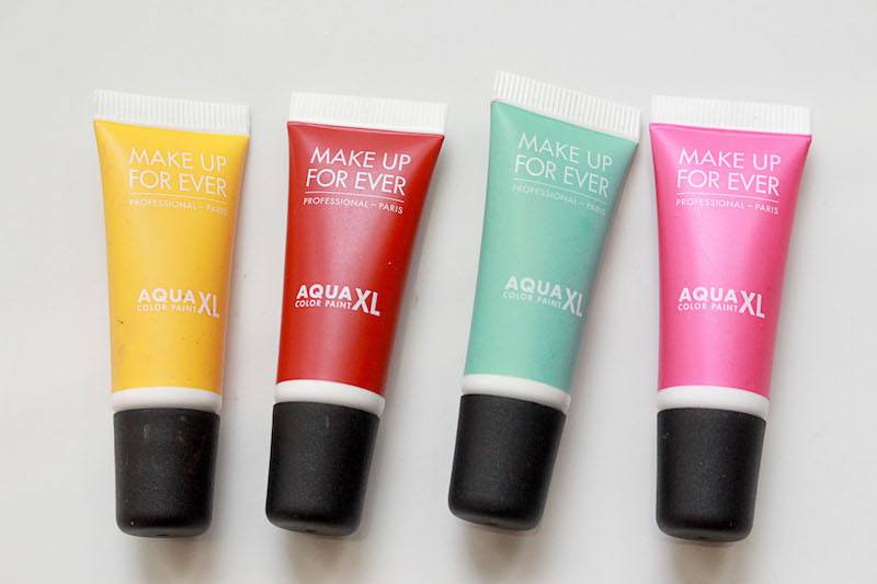 Make Up For Ever Aqua XL Color Paint Eye Shadow Matte Yellow Matte Turquoise Matte Red Matte Fuchsia tube packaging