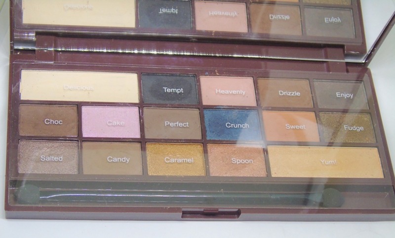 Makeup Revolution I Heart Makeup I Love Chocolate Eyeshadow Palette Salted Caramel with respective names