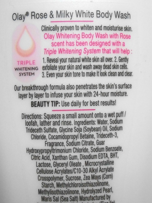 Olay Whitening Body Wash Rose and Milky White Claims
