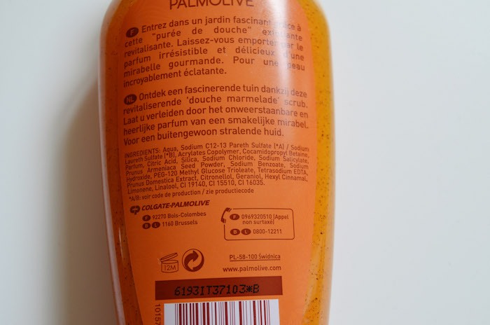 Palmolive Skin Garden Mirabelle Exfoliating Shower Gel ingredients