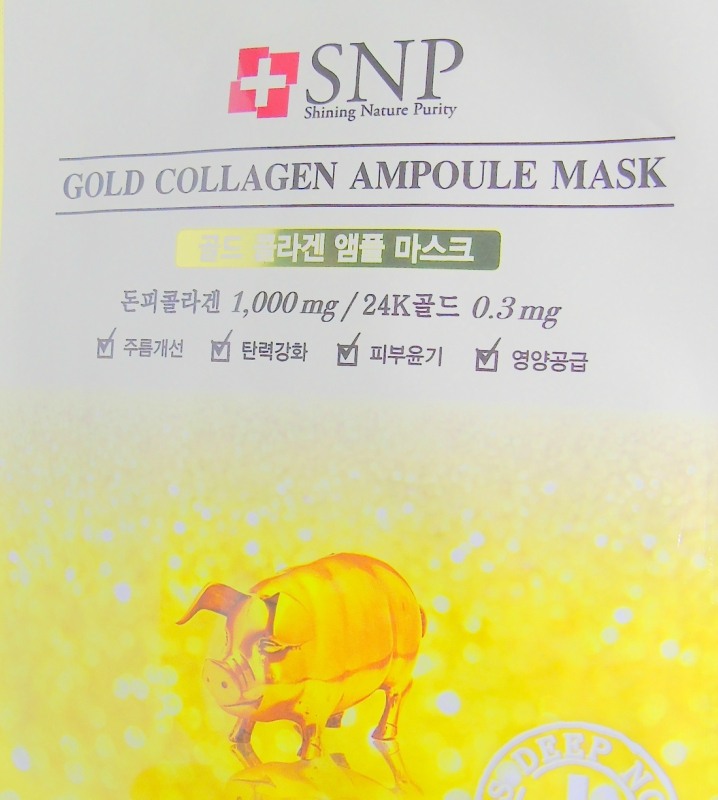 SNP Gold Collagen Ampoule Mask Review Front Close up