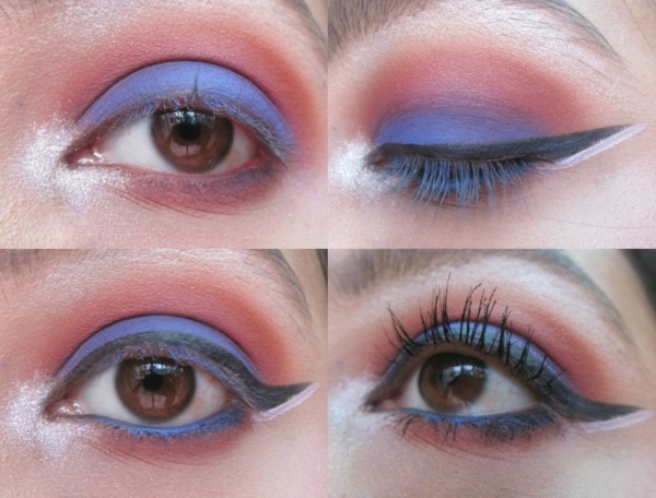 Step by Step Makeup Tutorial Blue and Orange Floral Makeup Look Eye Makeup Steps 4 5 6
