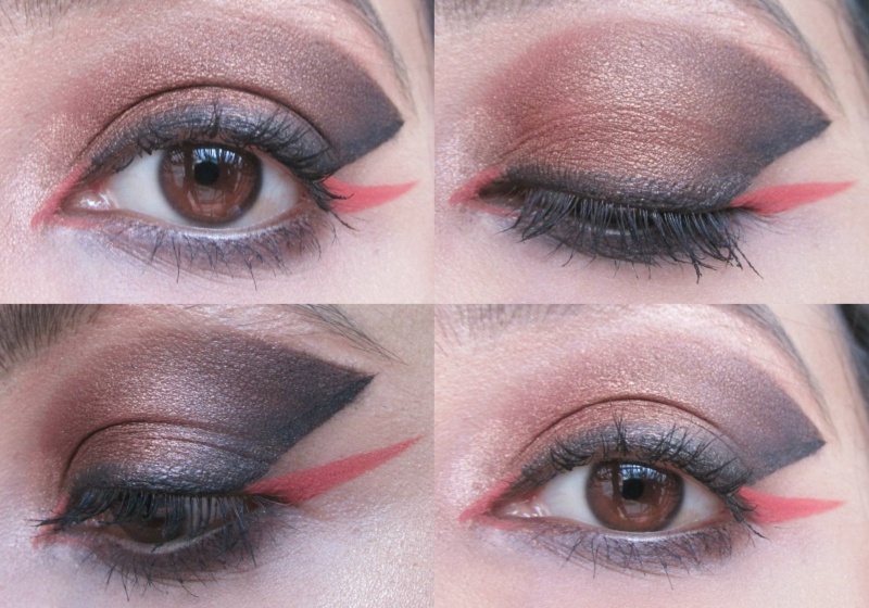 Step by Step Makeup Tutorial Bold Winged Eyeshadow with Orange Liner Eye makeup