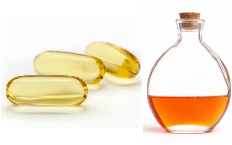 Vitamin E capsules and oil