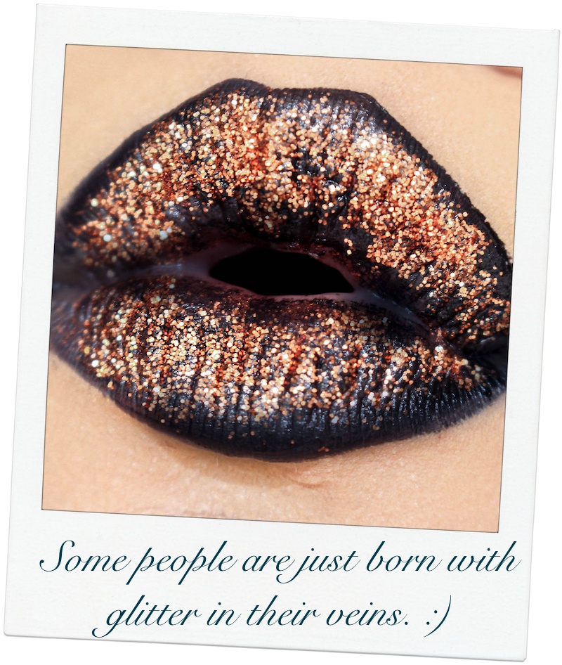 copper glitter lips makeup