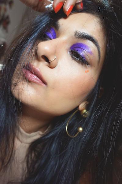 editorial purple makeup
