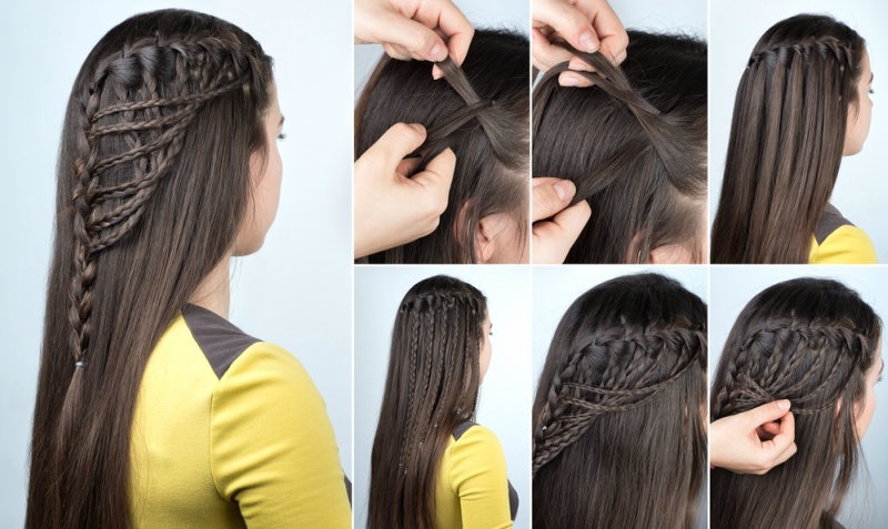 hairstyle braid waterfall with loose hair