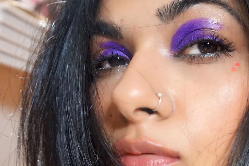 purple editorial makeup