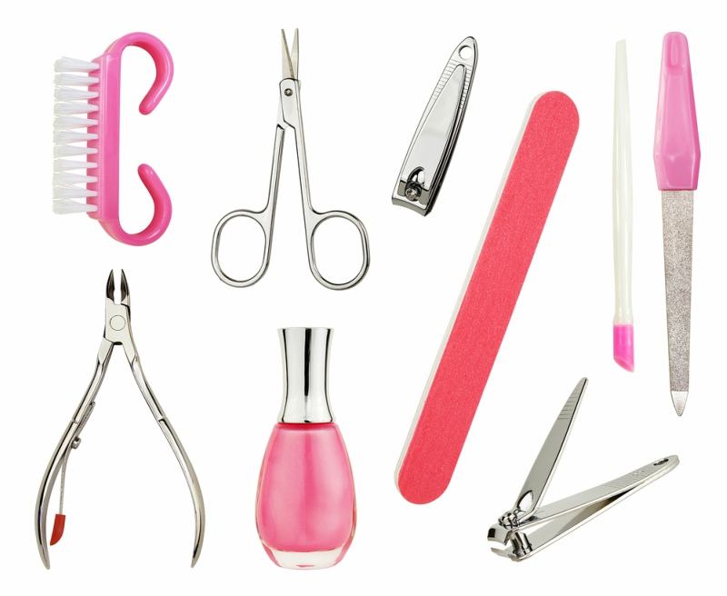 A set of manicure or pedicure tools, isolated on pure white background