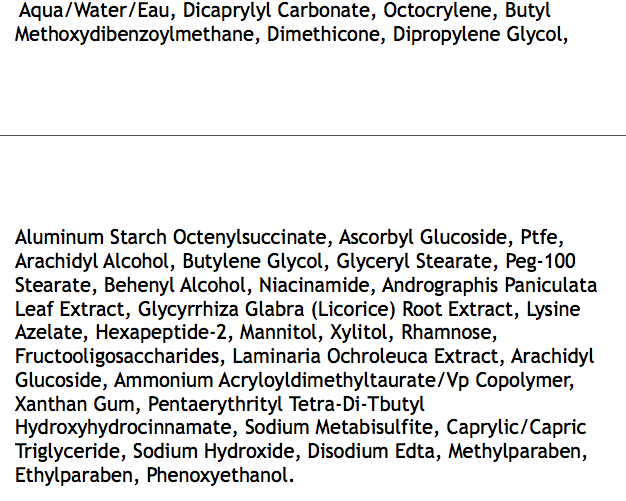 Ingredients of Bioderma fluid