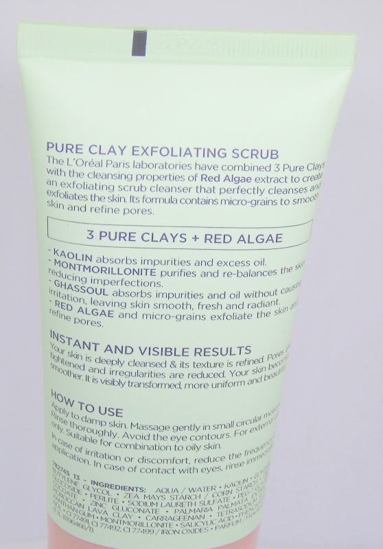 L’Oreal Paris Pure Clay Exfoliating Scrub Review Tube Back