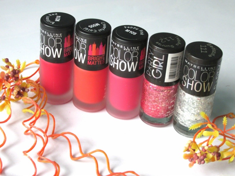 Maybelline Color Show Bright Matte and Party Girl Nail Polishes Review Bottles