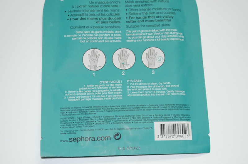 Sephora Aloe Vera Ultra-Moisturizing and Beautifying Hand Mask Claims