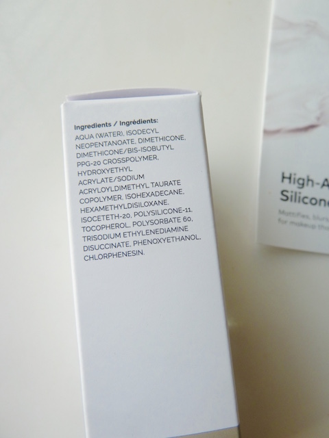 The Ordinary High Adherence Silicone Primer ingredients