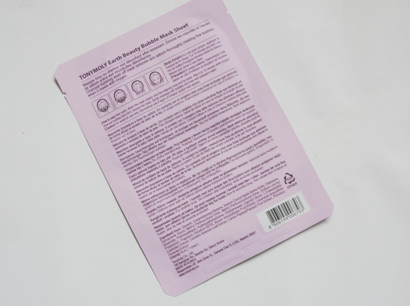 Tony Moly Earth Beauty Bubble Sheet Mask Review Packaging back