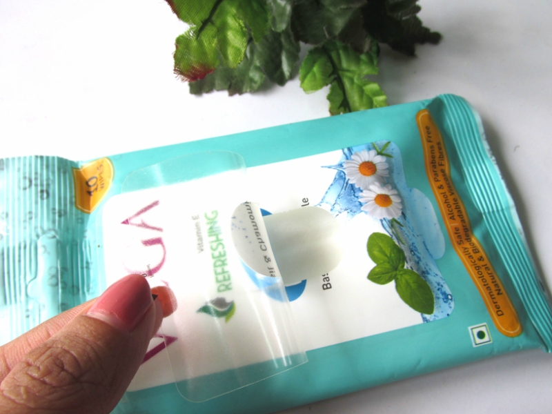 Vega Refreshing Wet Wipes Basil and Chamomile Packaging Open