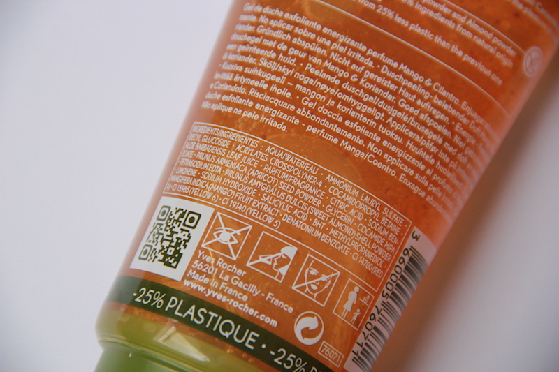 Yves Rocher Mango Coriander Energizing Exfoliating Shower Gel ingredients
