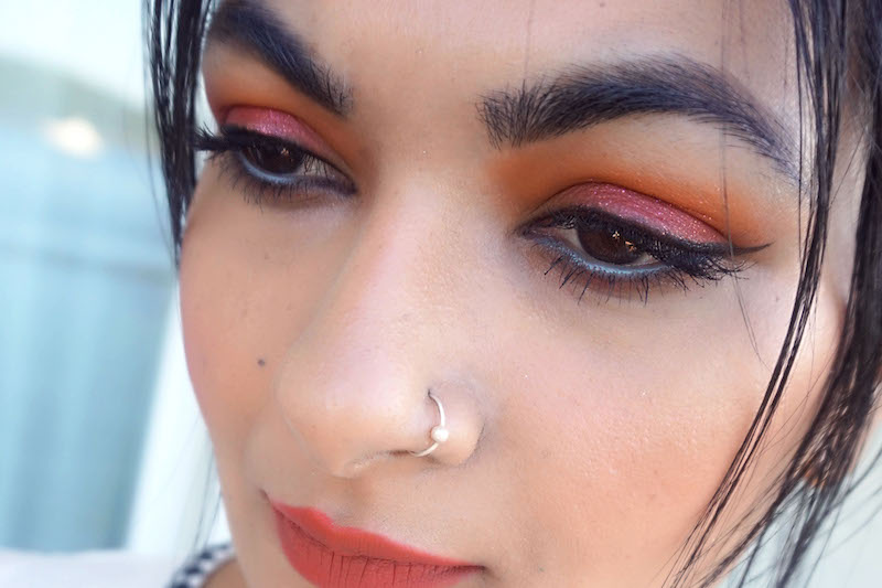orange pink susnet eye makeup