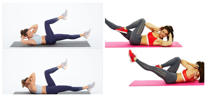 bicycle crunches collage