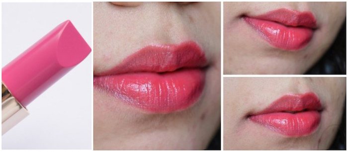 pink lipstick application