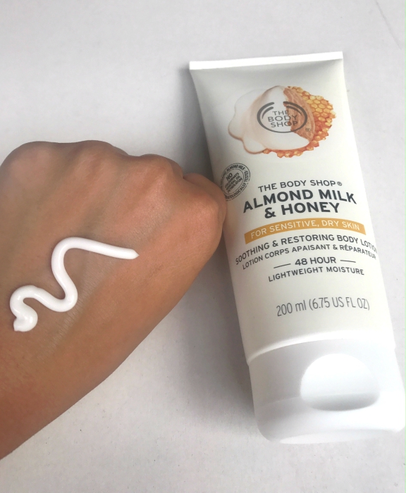 The Body Shop Almond Milk and Honey Soothing and Restoring Body Lotion Swatch